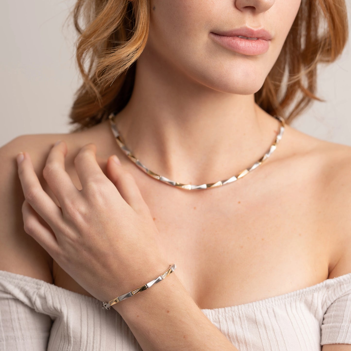 Armband aus teilweise vergoldetem 925er Silber mit Zirkonia – Goldfarben