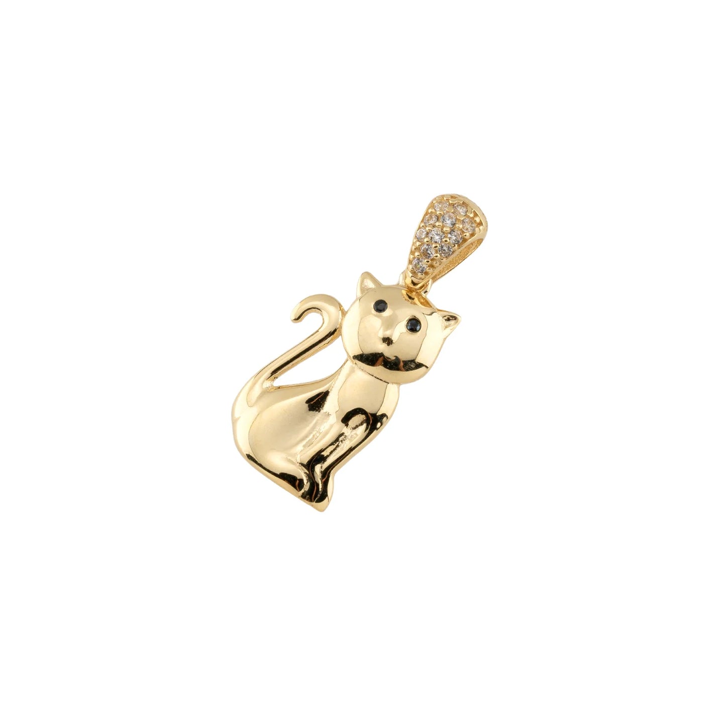 Anhänger Katze aus 585/- Gelbgold mit Zirkonia – ca. 23 × 10 mm