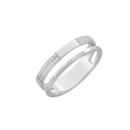 Ring aus rhodiniertem 925/- Silber mit Zirkonia – Größen