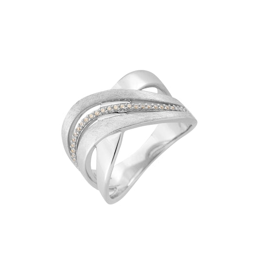 Ring aus 925/- Silber mit Zirkonia – Breite ca. 12 mm