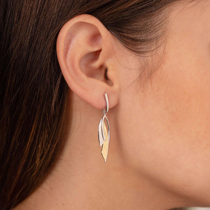 Ohrgehänge aus 925er Silber, teilvergoldet – Silberfarben/Goldfarben (ca. 47 × 11 mm)