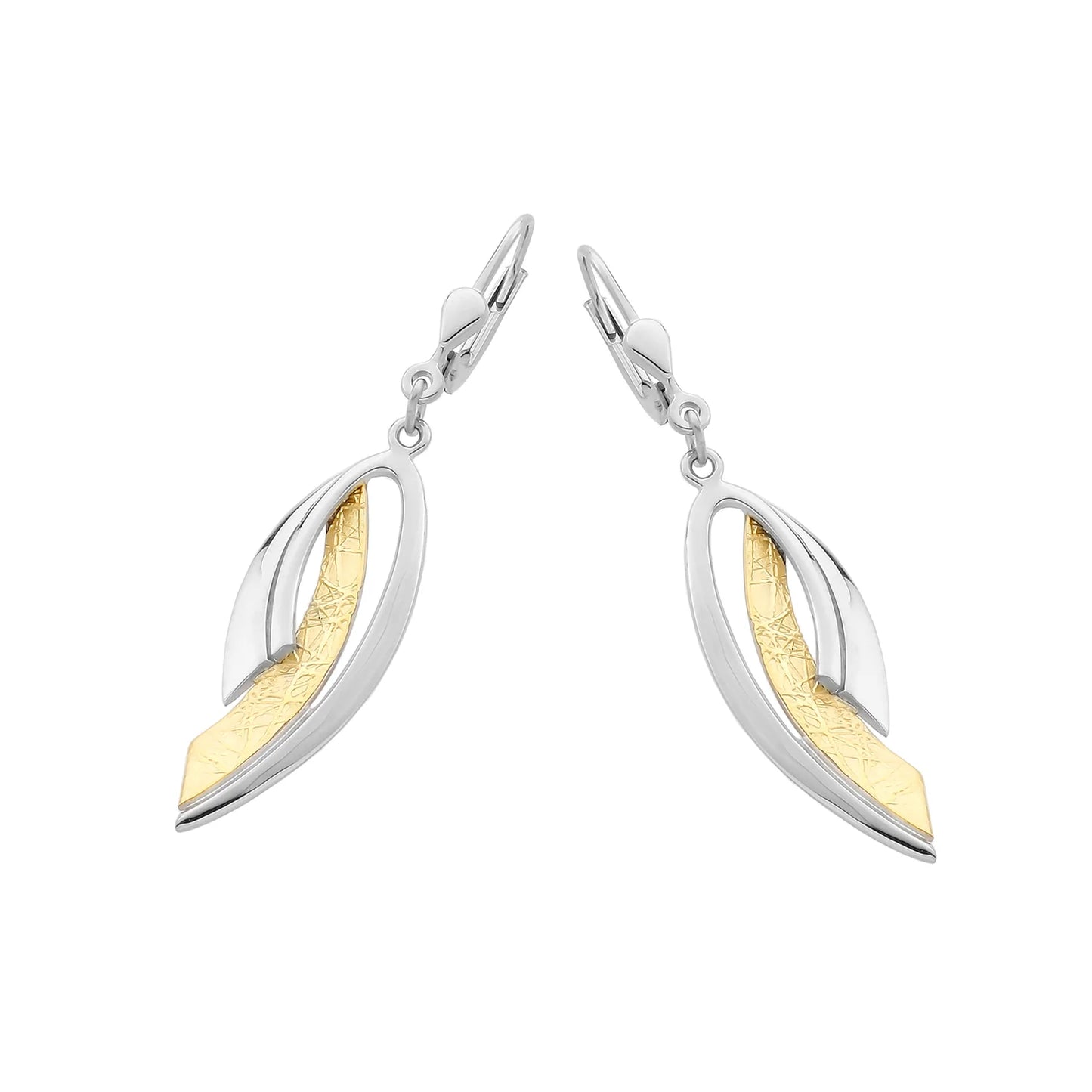 Ohrgehänge aus 925er Silber, teilvergoldet – Silberfarben/Goldfarben (ca. 47 × 11 mm)