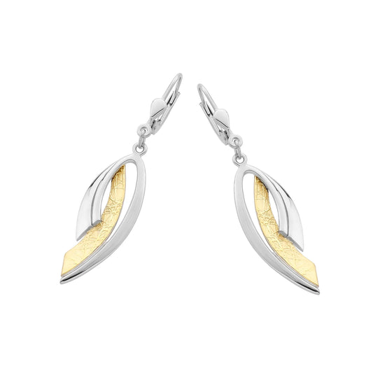 Ohrgehänge aus 925er Silber, teilvergoldet – Silberfarben/Goldfarben (ca. 47 × 11 mm)