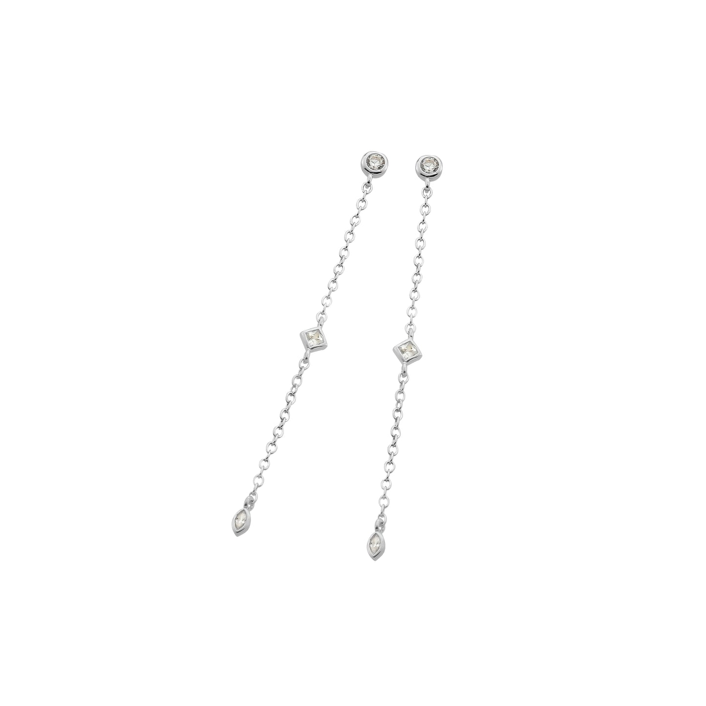 Ohrgehänge aus 925er Silber, rhodiniert mit Zirkonia – Silberfarben