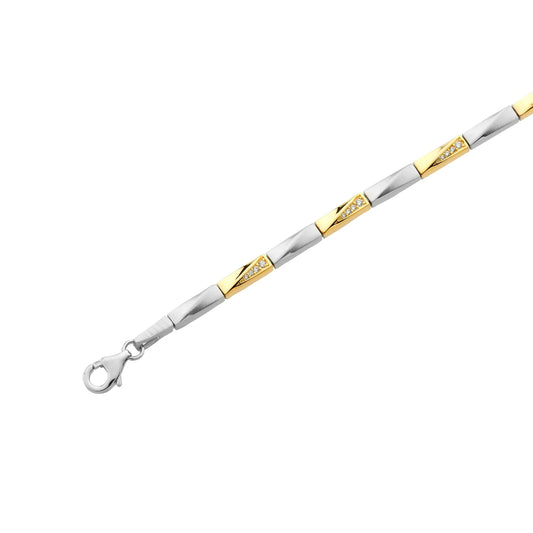 Armband aus teilweise vergoldetem 925er Silber mit Zirkonia – Goldfarben