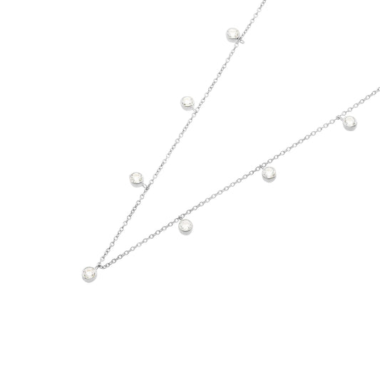 Collier aus rhodiniertem 925er Silber mit Zirkonia – 42 cm + 3 cm Verlängerung – Silberfarben