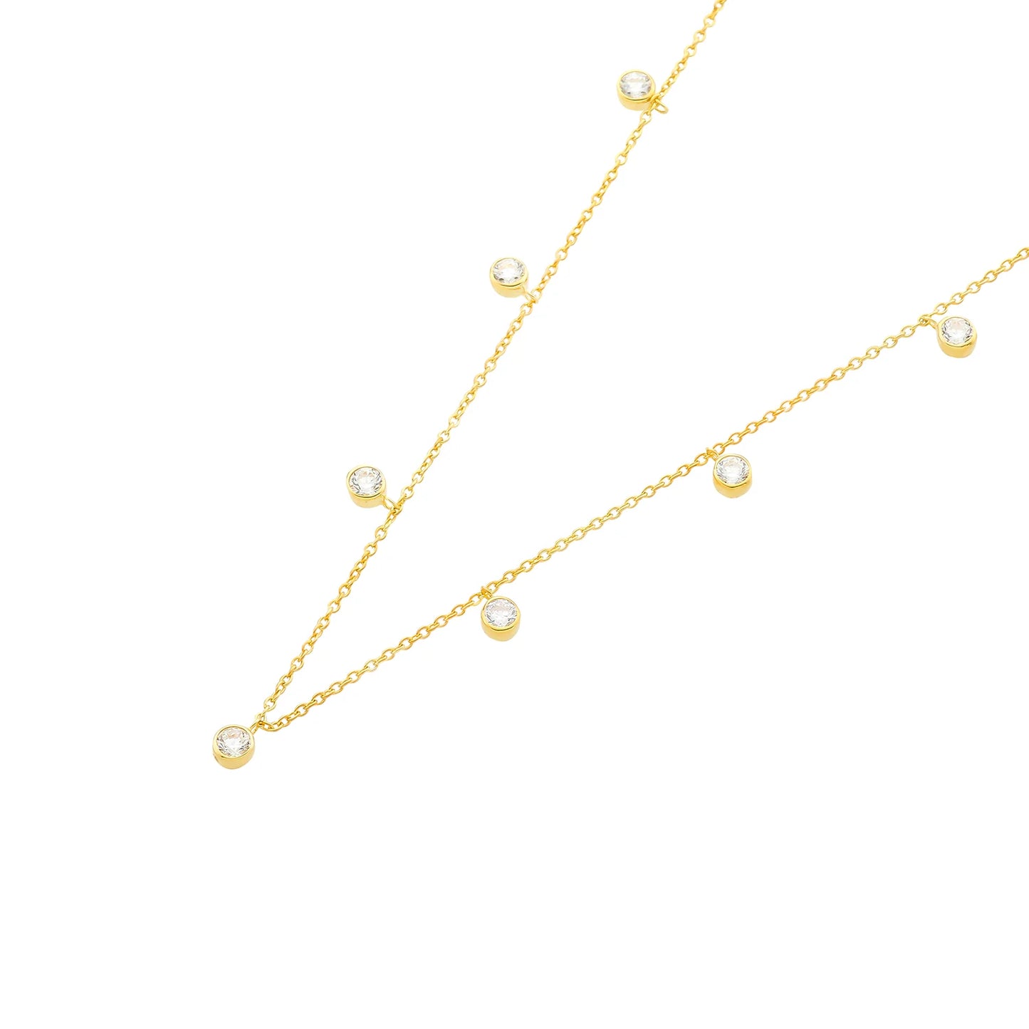 Collier aus rhodiniertem 925er Silber mit Zirkonia – 42 cm + 3 cm Verlängerung – Silberfarben