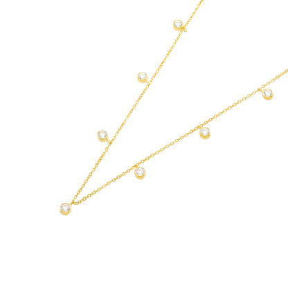 Collier aus rhodiniertem 925er Silber mit Zirkonia – 42 cm + 3 cm Verlängerung – Silberfarben