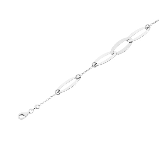 Armband aus rhodiniertem 925er Silber mit ovalen Elementen – Silberfarben