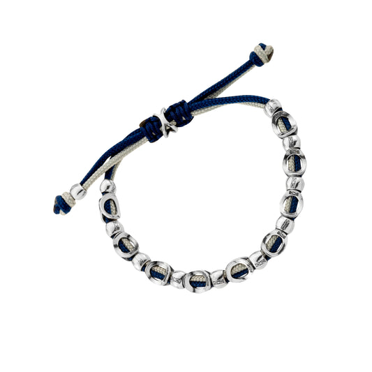 Armband aus 925er Silber mit geflochtenem Cordel – 22 cm Länge – Blau