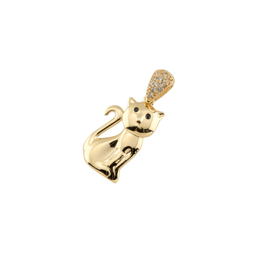Anhänger Katze aus 585/- Gelbgold mit Zirkonia – ca. 23 × 10 mm