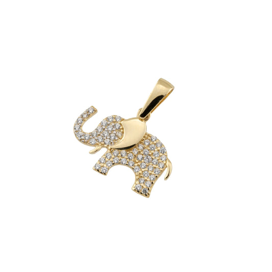 Anhänger Elefant aus 585/- Gelbgold mit Zirkonia – ca. 10 × 16 mm