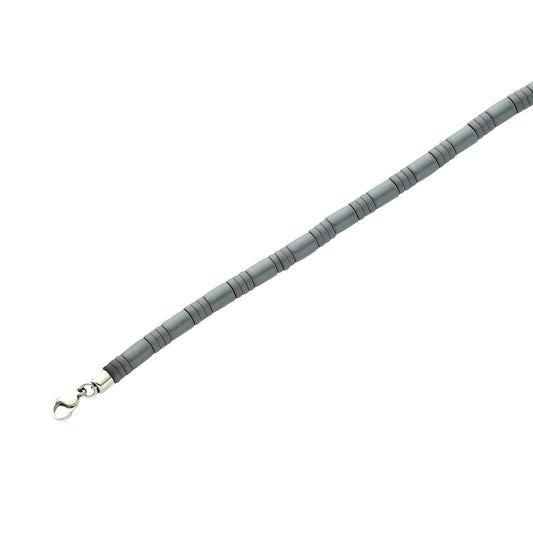 Armband aus Stahl mit Hämatin-Elementen – Länge 21 cm + 2 cm Verlängerung – Grau